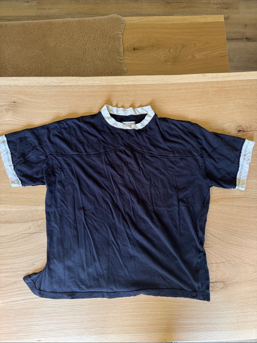 We The Free Short Sleeve Crew Tee in Black with White Trim